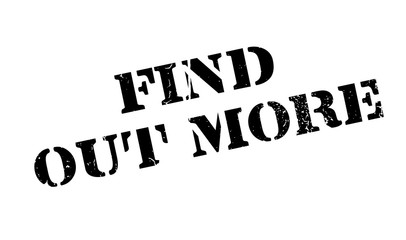 Find Out More rubber stamp. Grunge design with dust scratches. Effects can be easily removed for a clean, crisp look. Color is easily changed.