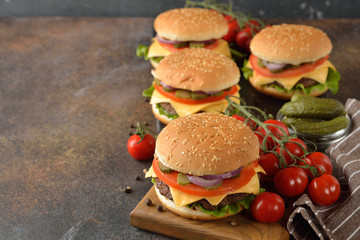 Traditional homemade cheeseburger