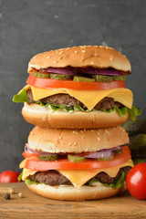 Traditional homemade cheeseburger