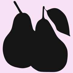 pear with leaf, half pear vector silhouette isolated