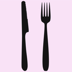 fork and knife vector silhouette isolated