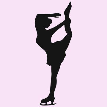 recommend clip art: Ice figure skater girl vector silhouette isolated
