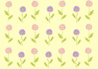 Motif floral de fleurs violettes et roses délicates
