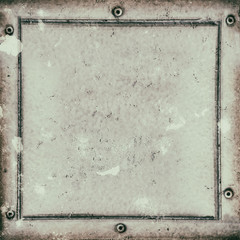 Abstract square old and rusty metal sheet texture with border