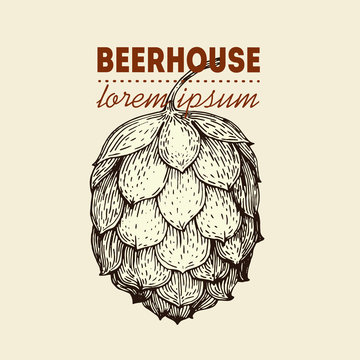 Original vintage retro line art badge logo for beer house, bar, pub, brewing company, brewery, tavern, taproom, alehouse, beerhouse