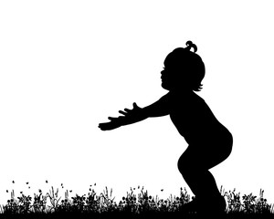 silhouette child playing in nature, childhood