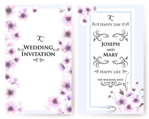 Postcard with delicate flowers anemones. Wedding invitation, thank you card, save the date cards, menu, flyer, banner template. Happy Birthday greeting card