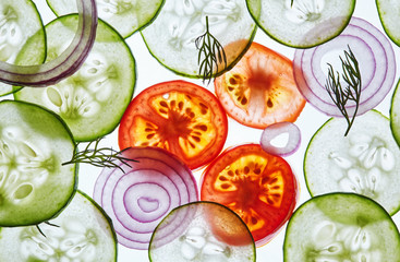 Sliced vegetables background