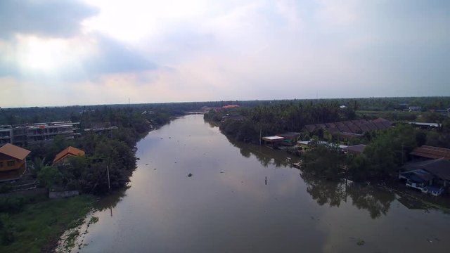 Aerial view of the river in rural of Thailand