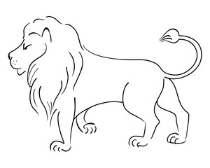 Lion king. Vector drawing isolated on a white background.