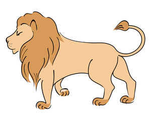 Lion king. Vector drawing isolated on a white background.