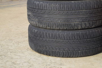 Obraz premium Automobile wheel. Rubber tires. Summer rubber set for the car. W