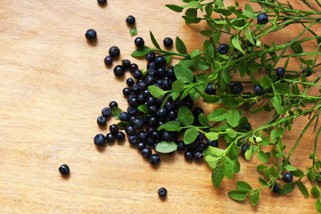Blueberries on the table.