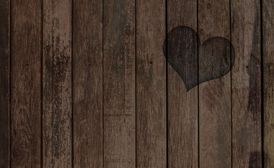 Abstract wood texture with heart shape symbol