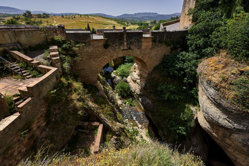 Fototapeta na wymiar View down to the Puente Viejo in Ronda, Andalusia, Spain