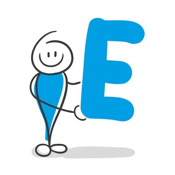 Stick Figure Series Blue / Alphabet E