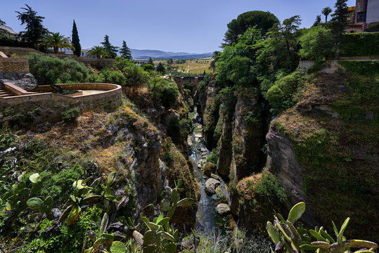 View down to the Puente Viejo in Ronda, Andalusia, Spain