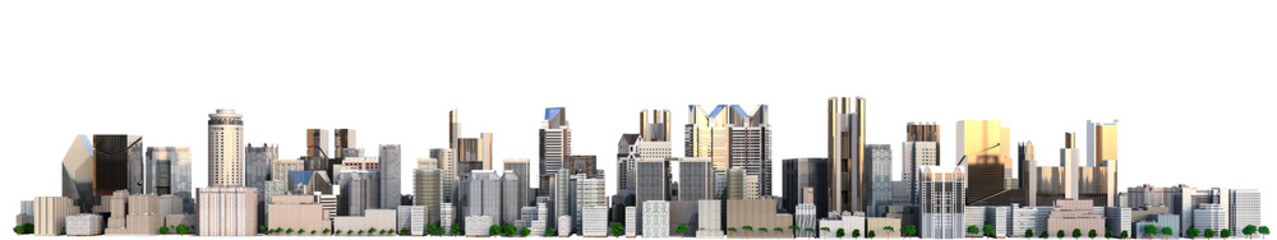Day city with reflection 3d rendering image on white © nosorogua