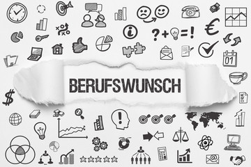 Berufswunsch / weißes Papier mit Symbole