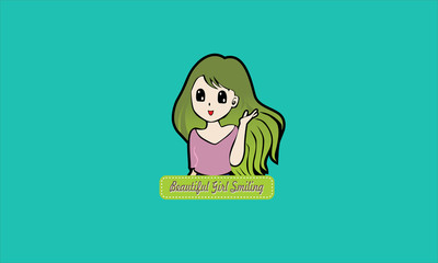 Obraz premium cartoon beatiful girl smiling