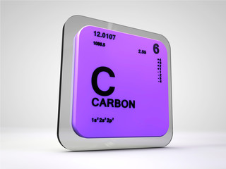 Carbon -  C - chemical element periodic table 3d render