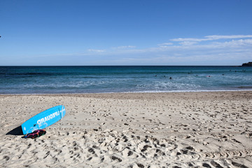 Fototapeta na wymiar Lifeguard sign on Bondi beach, Sydney, Australia