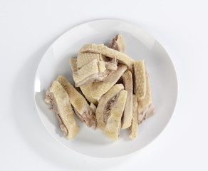 cutting the duck isolated on white background