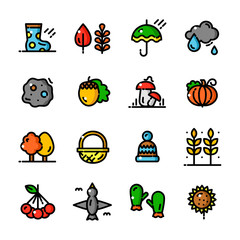 Thin line Autumn icons set, vector illustration