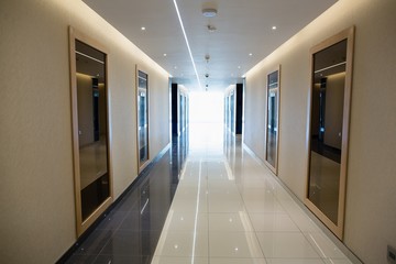 Empty corridor in the modern office building 