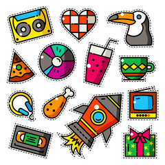 Set of bright patches vector illustration