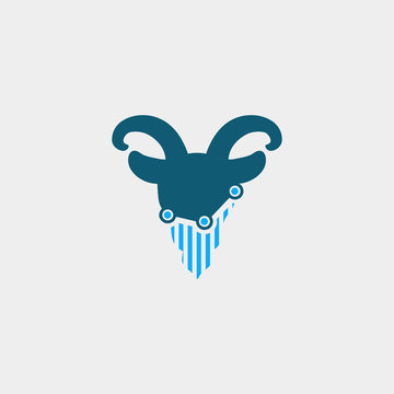 goat finance logo. animal logo with statistic concept