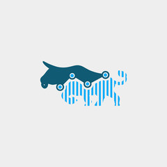 Naklejka premium bull finance logo. animal logo with statistic concept