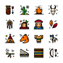 Thin line American Indian icon vector illustration