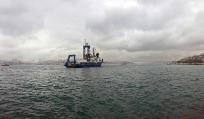 ship going on the Istanbul bosphorus sea