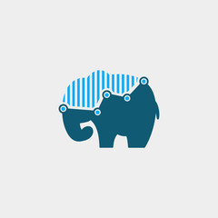 Naklejka premium circus elephant finance logo. animal logo with statistic concept