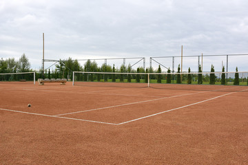 tennis court with tennis ball