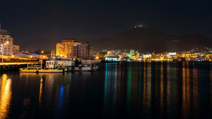 Obraz premium Habour and urban near Mt. Hakodate