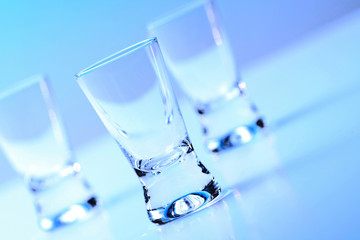 Studio shot of vodka glasses