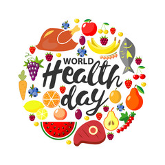 World health day concept. Round banner. Vector illustration.