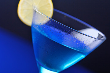 Close up of blue curacao drink