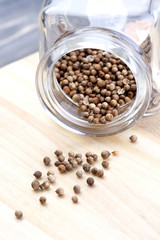 Mustard seeds in jar - studio shot