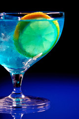 Close up of blue curacao drink