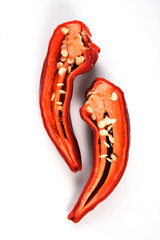Chilli peppers on white background