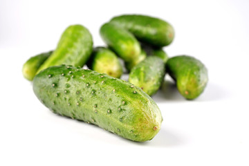 Cucumbers on white background - studio shot