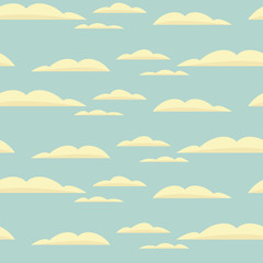 Vector seamless background with blue sky and clouds