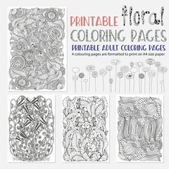 Set of printable adult coloring pages.
