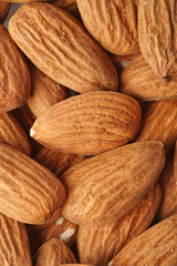 Almonds on white background - close-up