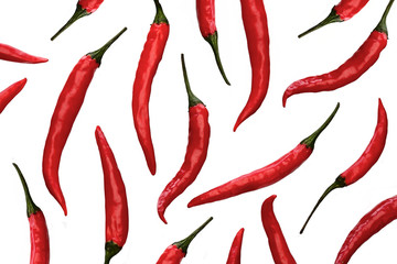 Red chili peppers on white background