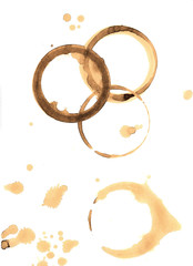 Coffee stains on white background