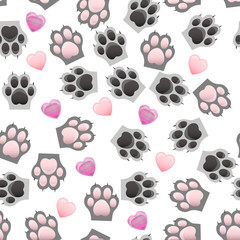 cat and dog paw print with claws